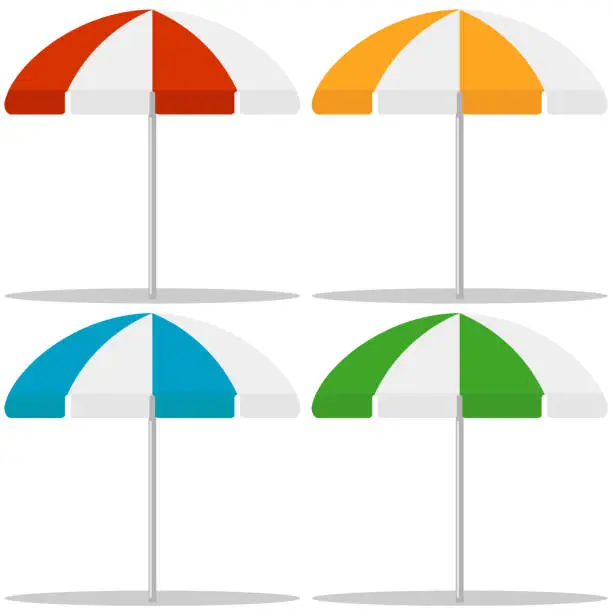 Vector illustration of Beach umbrella, set of beach umbrellas. Vector illustration of a beach umbrella.