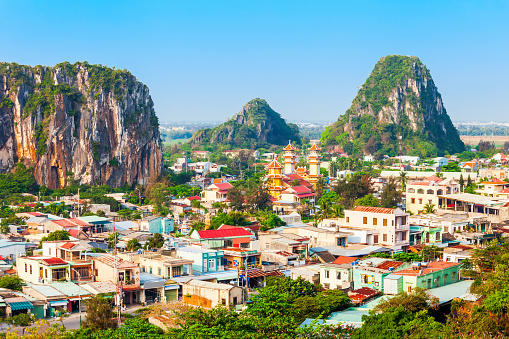 Danang marble mountains is the most important tourist destination in Da Nang city in Vietnam