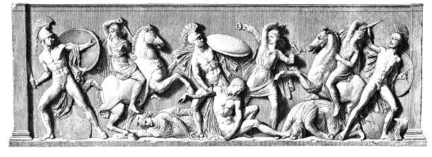 istock Battle of the Amazons, relief on a sarcophagus 1068771902