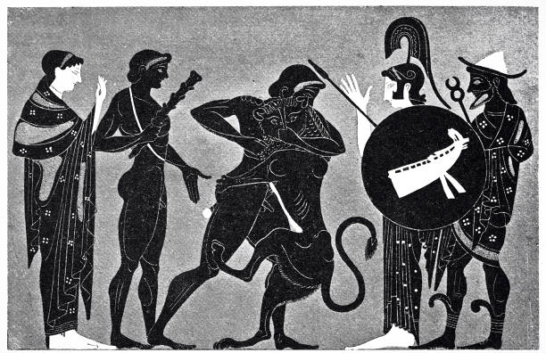 istock Athena and Hermes and the nemean lion 1068771982