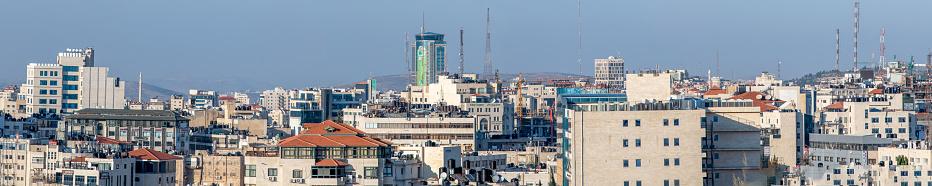 Panorama of the downtown buildings in Ramallah Palestine