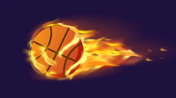 Vector illustration of Basket ball on fire illustration