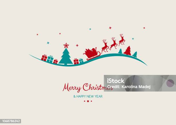 Design Of Christmas Postcard With Wishes And Santa Claus Vector Stock Illustration - Download Image Now