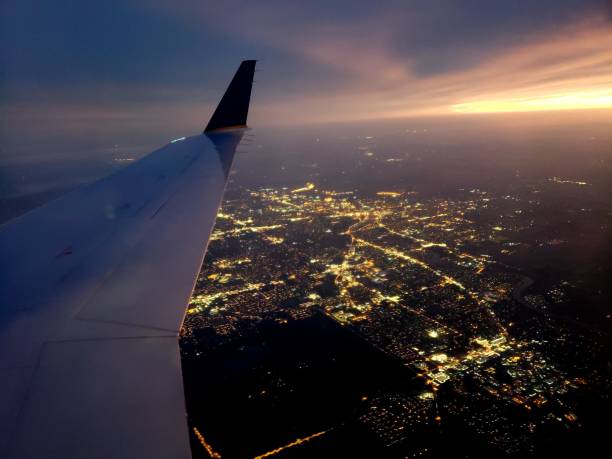 istock Nighttime cityscape from the sky 1068791072