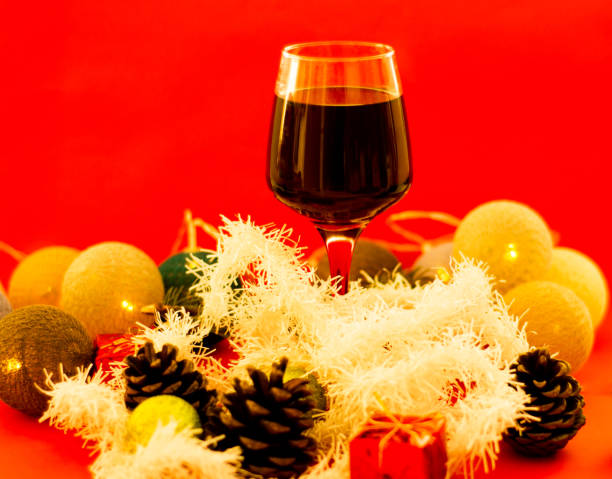 istock Various wines in glasses on dining table at Christmas 1068794112