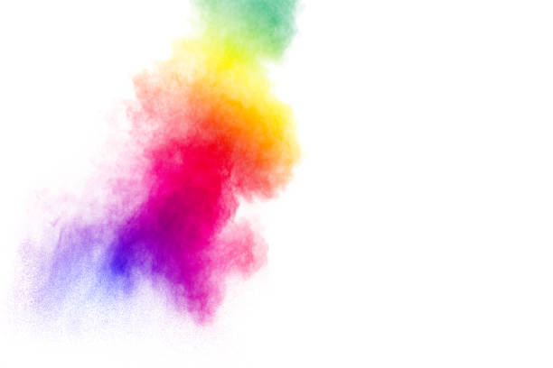 istock Abstract multicolored powder explosion on white background.  Freeze motion of color dust  particles splash. Painted Holi 1068797788