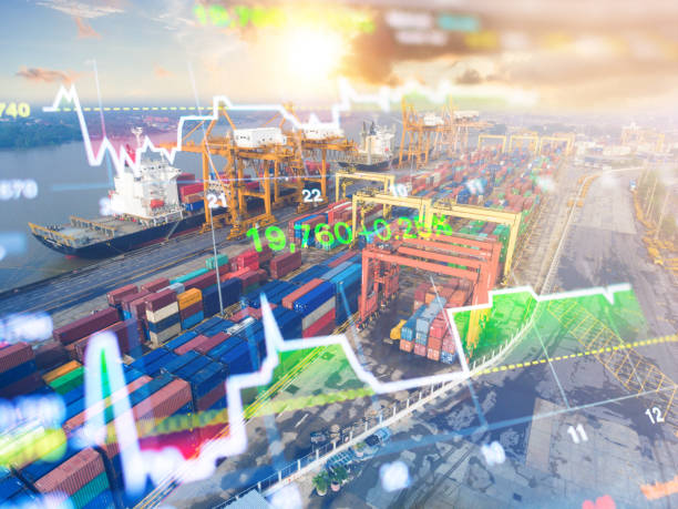 istock Logistics and transportation of Container Cargo ship and Cargo working crane bridge in shipyard 1068798084