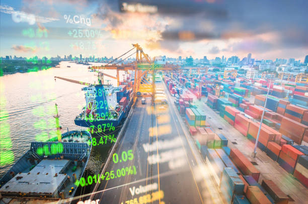 istock Logistics and transportation of Container Cargo ship and Cargo working crane bridge in shipyard 1068798742