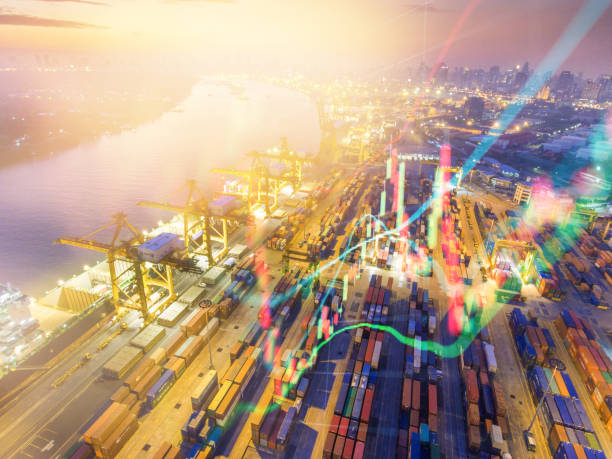 istock Logistics and transportation of Container Cargo ship and Cargo working crane bridge in shipyard 1068803618