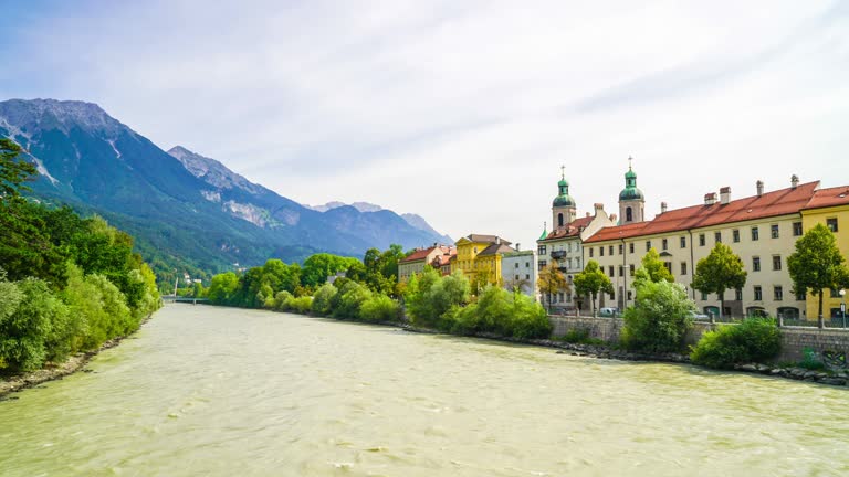 timelapse Innsbruck cityscape, Austria.