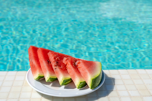 Watermelon outside at the pool