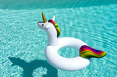 Unicorn inflatable in the pool