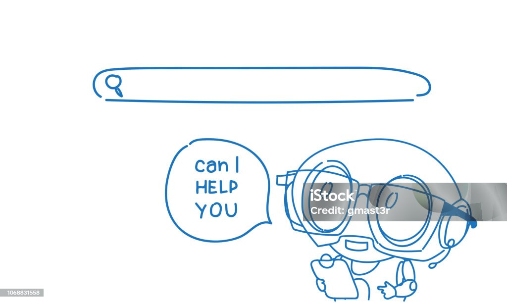 support center headset agent robot client online operator artificial intelligence customer and technical service concept sketch doodle support center headset agent robot client online operator artificial intelligence customer and technical service concept sketch doodle vector illustration Sketch stock vector