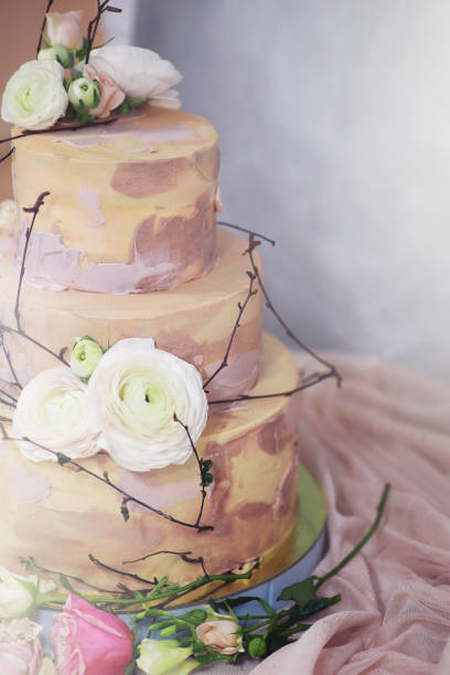istock Beautiful festive cake biscuit with different creams 1068832342