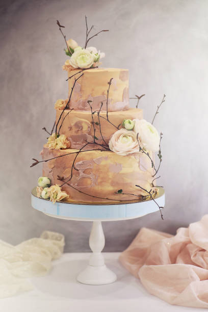 istock Beautiful festive cake biscuit with different creams 1068833380
