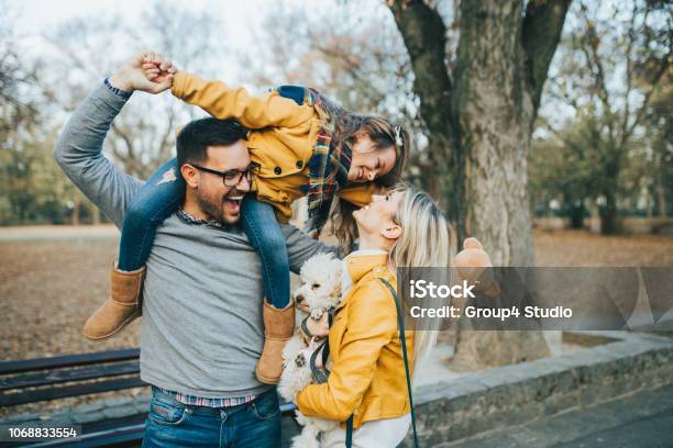 Happy Family Stock Photo - Download Image Now - Family, Autumn, Dog