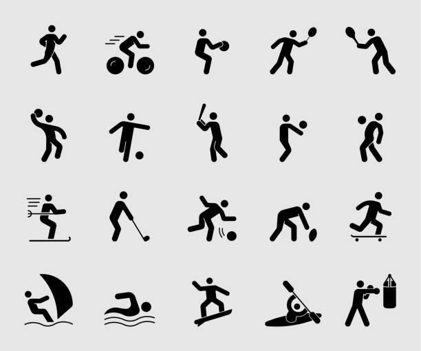 ilustraciones, imágenes clip art, dibujos animados e iconos de stock de iconos de la silueta de acción de deportes 1 - silhouette swimming action adult