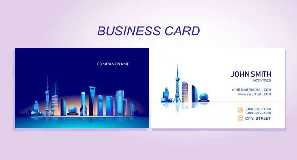 Vector illustration of Business card city