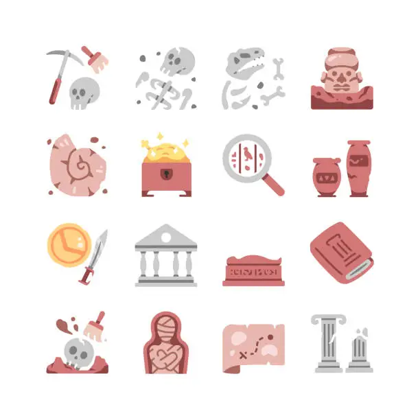 Vector illustration of Archeology icon set