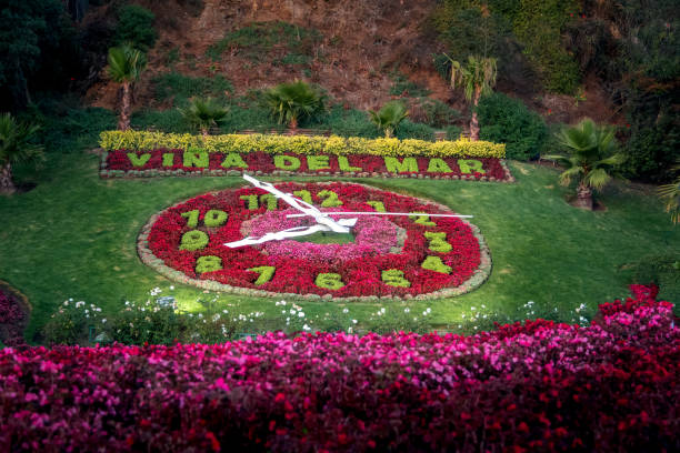 Vina del Mar, Chile - Mar 25, 2018: Vina del Mar Clock Flower (Reloj de Flores) - Vina del Mar, Chile