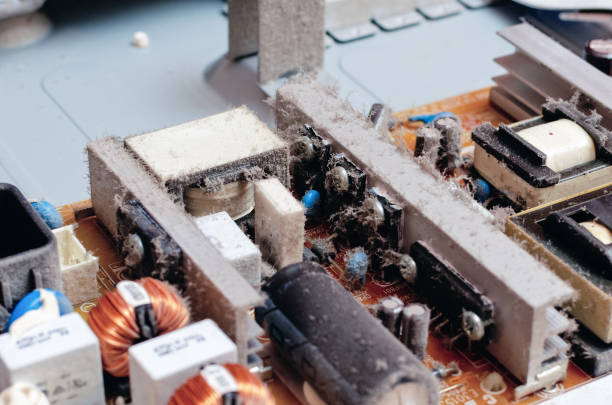istock A thick layer of dust covers the internal electronic components of the computer 1068849146