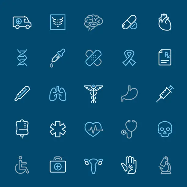 Vector illustration of Medicine - color outline icons