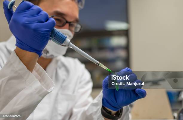 Researcher Performing Molecular Biological Experiment Stock Photo - Download Image Now