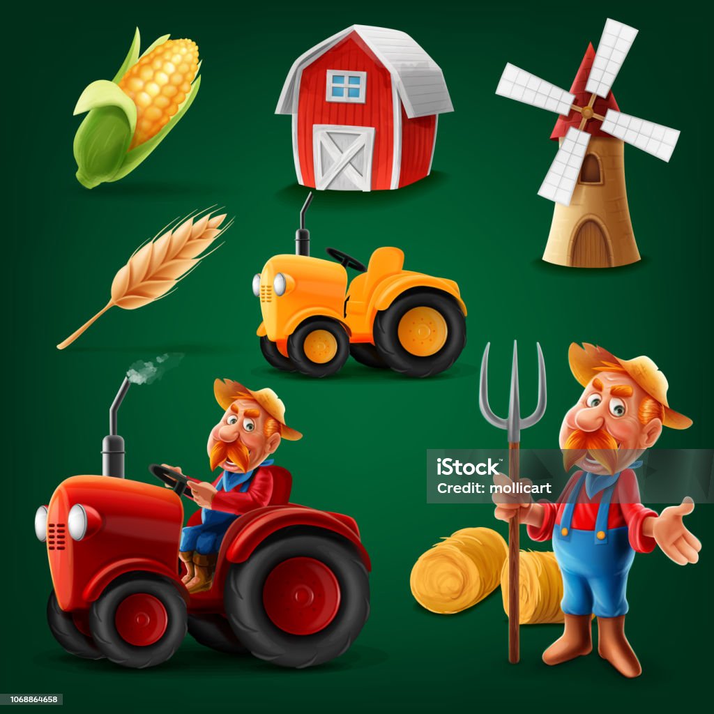 icon farm icon farm card Agricultural Field stock vector