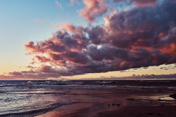 istock Beautiful and romantic sunset over the sea. 1068866340