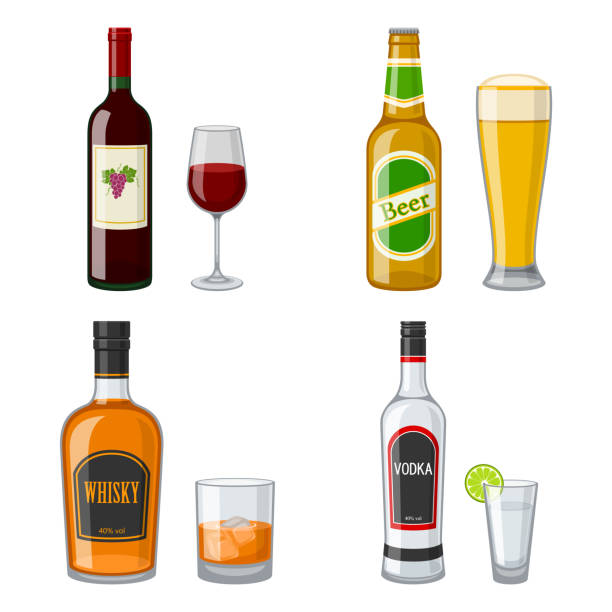 ilustraciones, imágenes clip art, dibujos animados e iconos de stock de alkohol - bebida alcohólica
