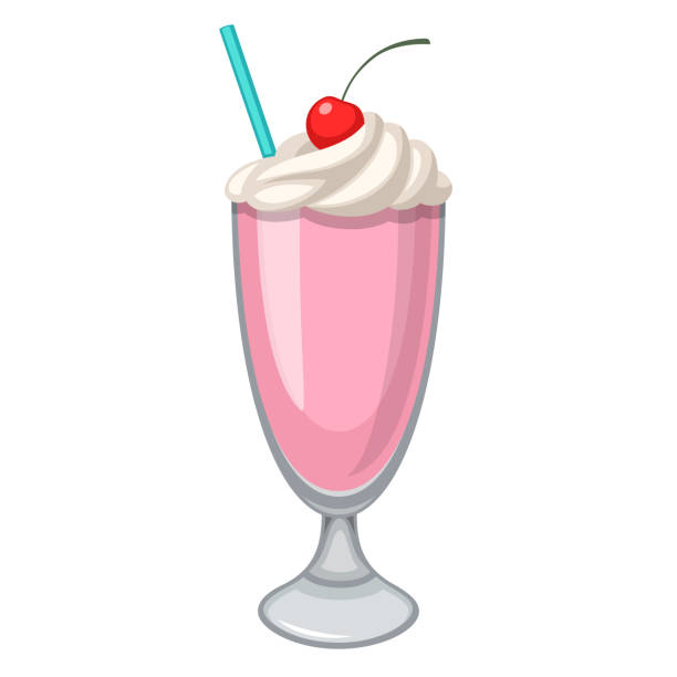 ミルクセーキ - raspberry milkshake点のイラスト素材／クリップアート素材／マンガ素材／アイコン素材
