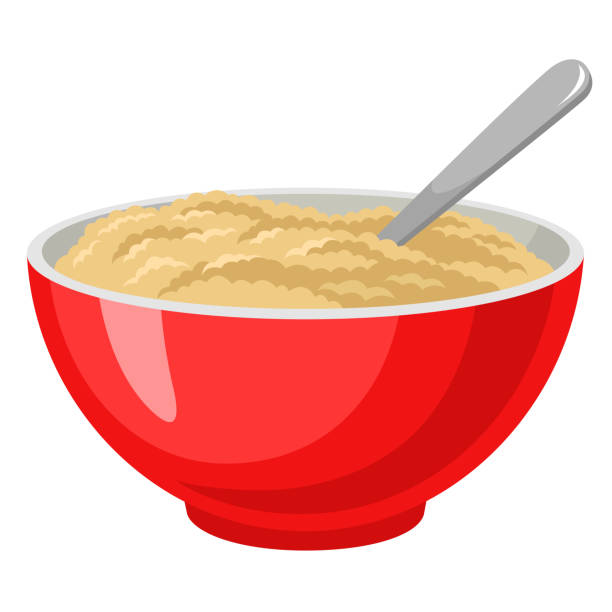 illustrazioni stock, clip art, cartoni animati e icone di tendenza di porridge - oatmeal porridge bowl spoon