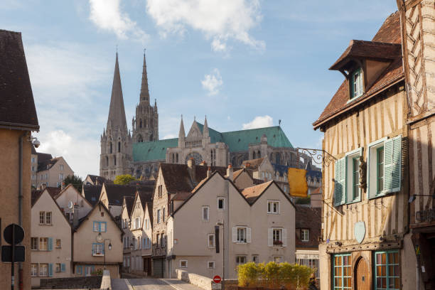 View of Chartres Cathedral in Chartres city View of Chartres Cathedral in Chartres city. Chartres, France chartres cathedral stock pictures, royalty-free photos & images