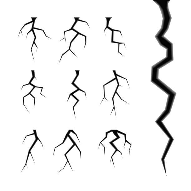 ilustrații de stoc cu vector de fisuri simple, izolat pe alb - crăpat