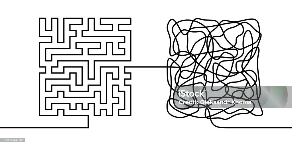 Continuous line drawing a chaos and order concept Continuous line drawing a chaos and order concept, chaos theory metaphor minimalist single line vector illustration Chaos stock vector