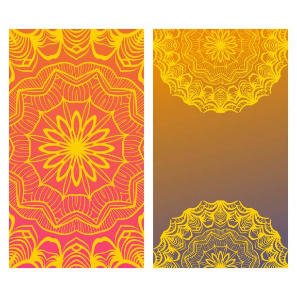 istock Design Vintage cards with Floral mandala pattern and ornaments. Vector illustatration. The front and rear side 1068877398