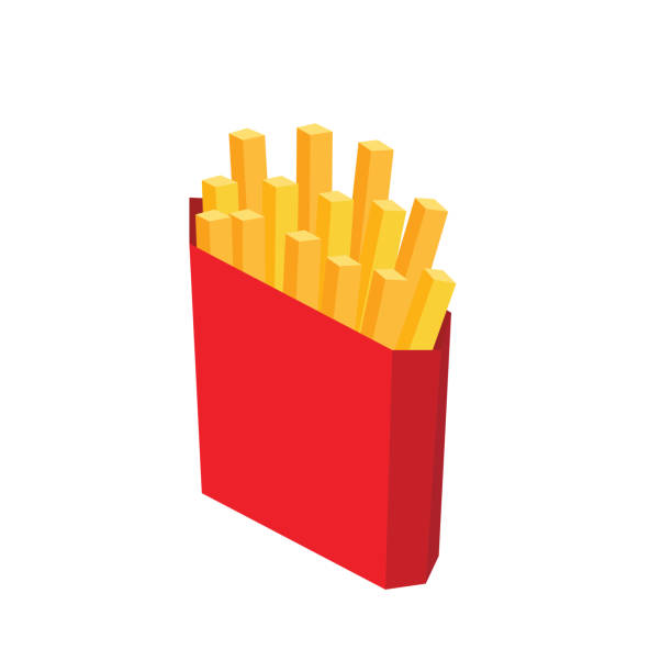izometryczne frytki izolowane. fast food. ilustracja do projektowania menu fast food - lunch box lunch bucket box stock illustrations