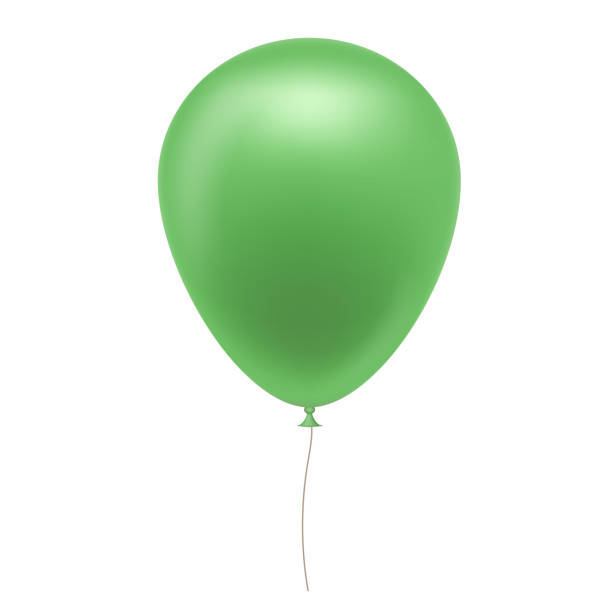 istock Realistic illustration of green inflatable balloon with brown string, isolated on white background - vector 1068882584