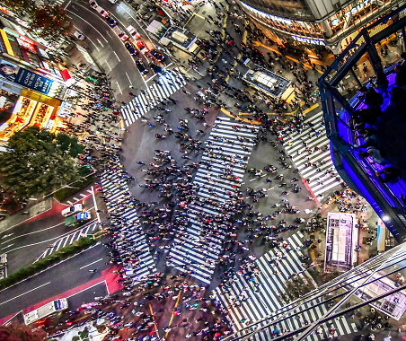 Aerial View Shibuya Crossing Tokyo