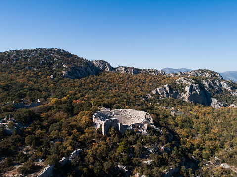 Aerial view of Antalya Termessos Ancient Theater