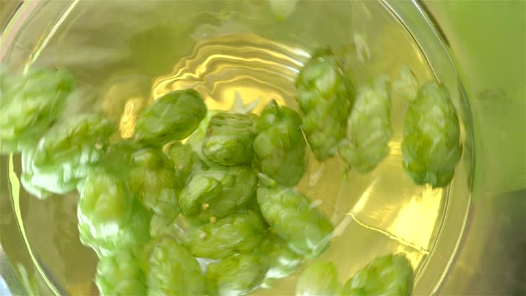 Swirl of water with hops in slow motion 180fps