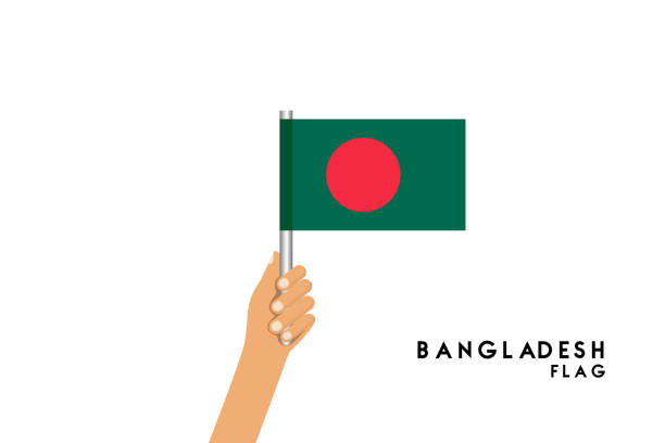 ilustrações, clipart, desenhos animados e ícones de ilustração de desenho vetorial de mãos humanas segurar bandeira de bangladesh. objeto isolado no fundo branco. - men empty human hand crowd