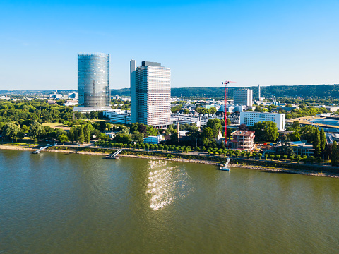 Bundesviertel federal government district aerial panoramic view in Bonn city in Germany