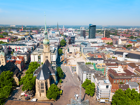 Dortmund city centre aerial panoramic view in Germany