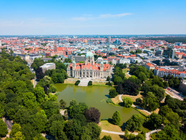 New Town Hall in Hannover New Town Hall or Neues Rathaus in Hannover city, Germany hanover germany stock pictures, royalty-free photos & images