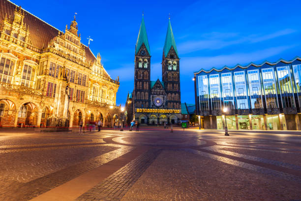 Marktplatz or market square in the old town of Bremen, Germany