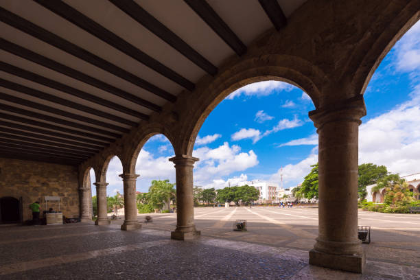 View from Alcazar de Colon, Santo Domingo, Dominican Republic. Copy space for text.