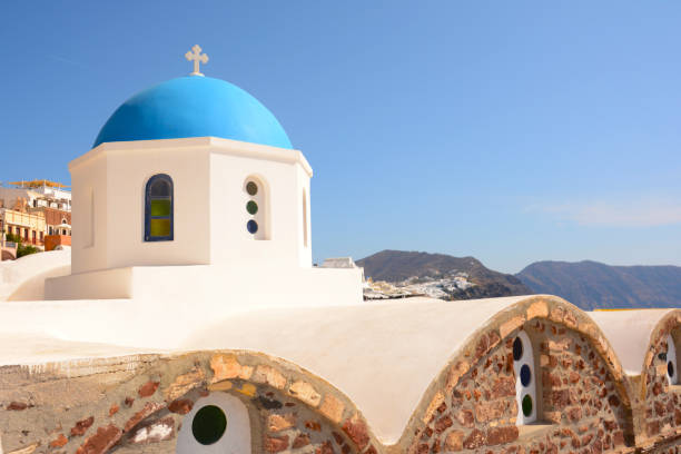 istock Blue dome church building Santorini 1068909658