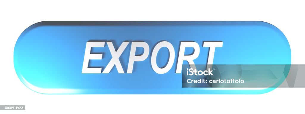 Blue Rounded Rectangle Push Button Export 3d Rendering Stock Photo ...