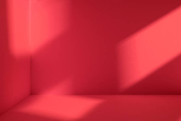 red room with window shadow - color space imagens e fotografias de stock